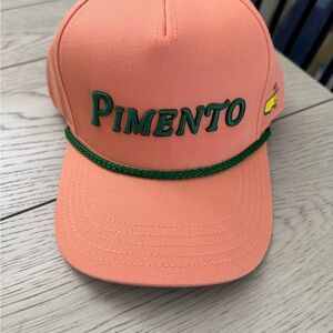 Authentic Master’s Pimento Peach Hat with Green Embroidery